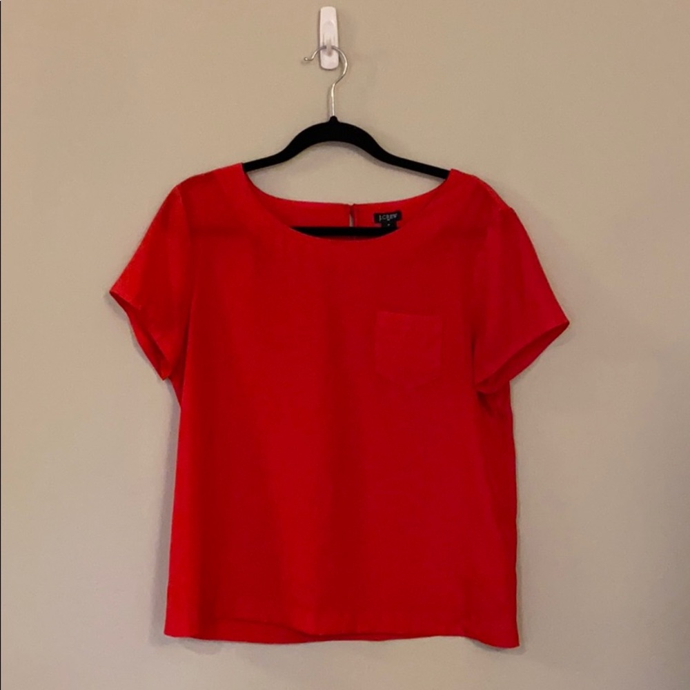J. Crew Factory red draped pocket tee, Size M